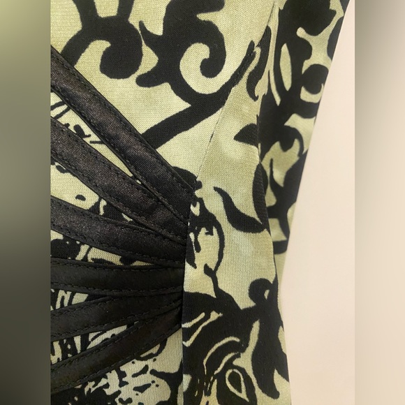 Connected Apparel Dress - Size 12 sage green and black with velvet lines - Picture 4 of 6